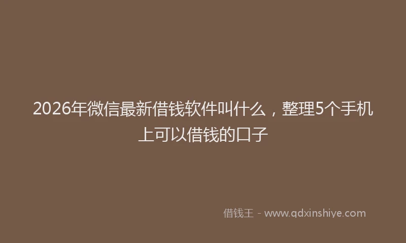 2026年微信最新借钱软件叫什么，整理5个手机上可以借钱的口子