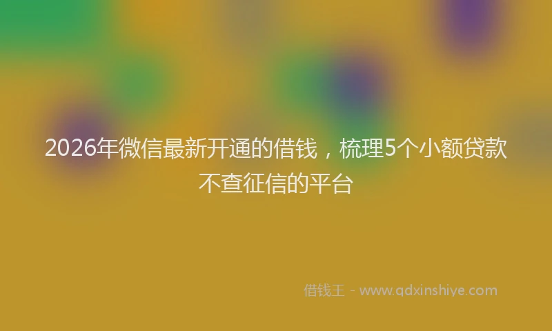 2026年微信最新开通的借钱，梳理5个小额贷款不查征信的平台