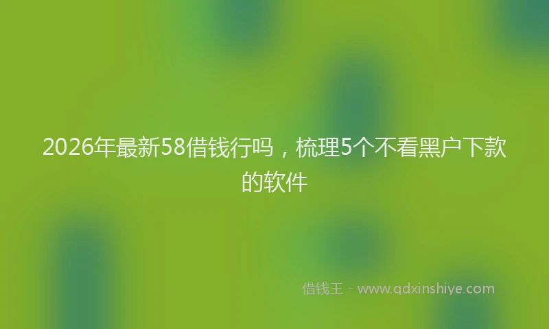 2026年最新58借钱行吗，梳理5个不看黑户下款的软件