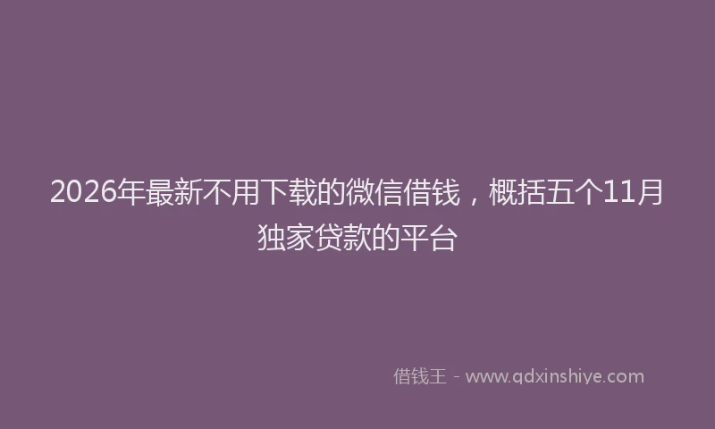 2026年最新不用下载的微信借钱，概括五个11月独家贷款的平台