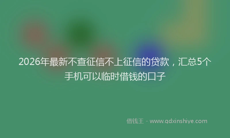 2026年最新不查征信不上征信的贷款，汇总5个手机可以临时借钱的口子