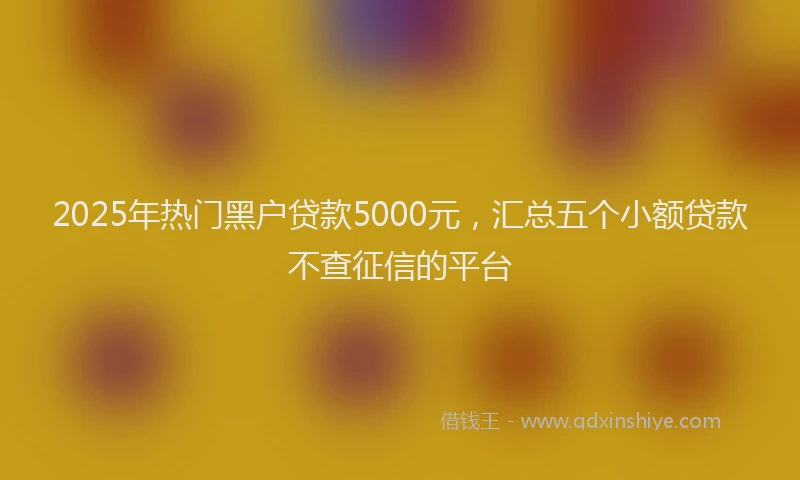 2025年热门黑户贷款5000元，汇总五个小额贷款不查征信的平台