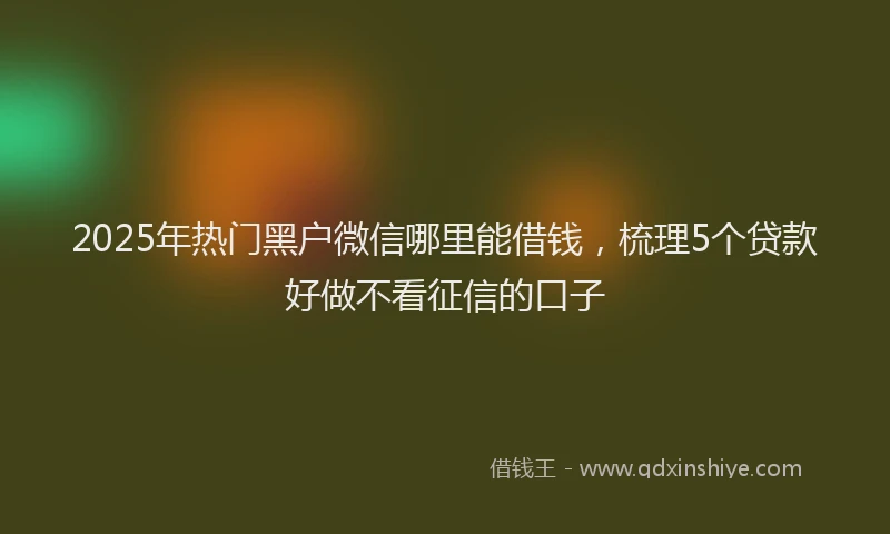 2025年热门黑户微信哪里能借钱，梳理5个贷款好做不看征信的口子