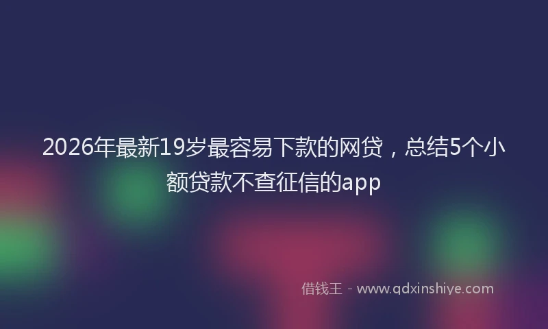 2026年最新19岁最容易下款的网贷，总结5个小额贷款不查征信的app