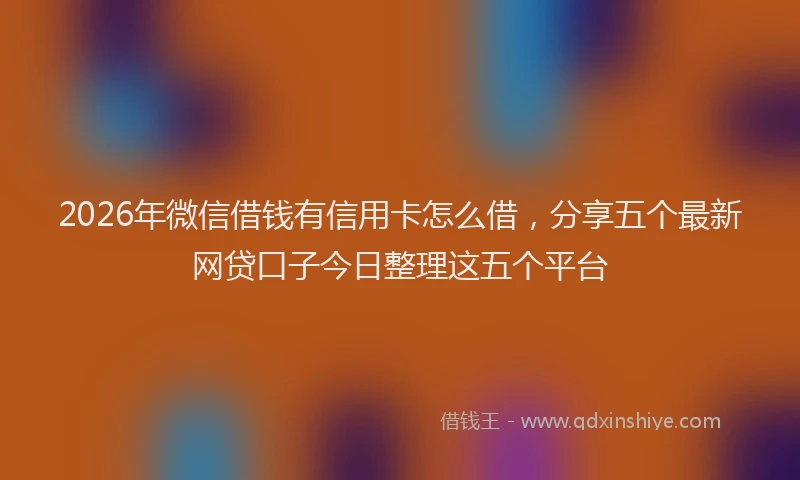 2026年微信借钱有信用卡怎么借，分享五个最新网贷口子今日整理这五个平台
