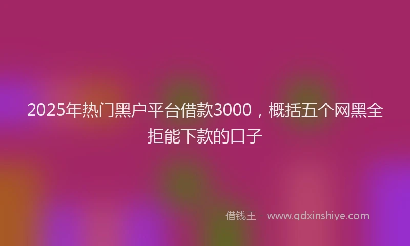 2025年热门黑户平台借款3000,概括五个网黑全拒能下款的口子