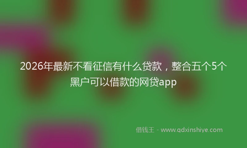 2026年最新不看征信有什么贷款,整合五个5个黑户可以借款的网贷app