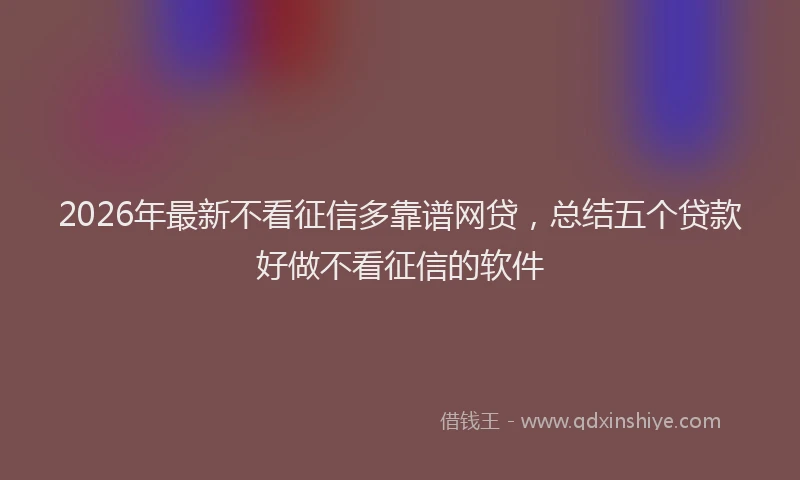 2026年最新不看征信多靠谱网贷，总结五个贷款好做不看征信的软件