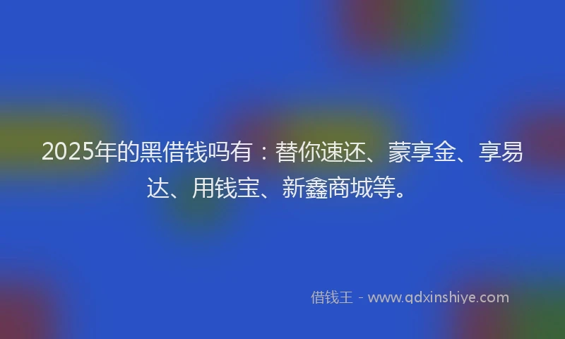 2025年的黑借钱吗有：替你速还、蒙享金、享易达、用钱宝、新鑫商城等。
