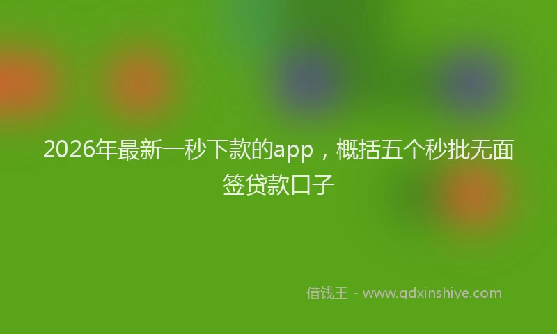 2026年最新一秒下款的app,概括五个秒批无面签贷款口子