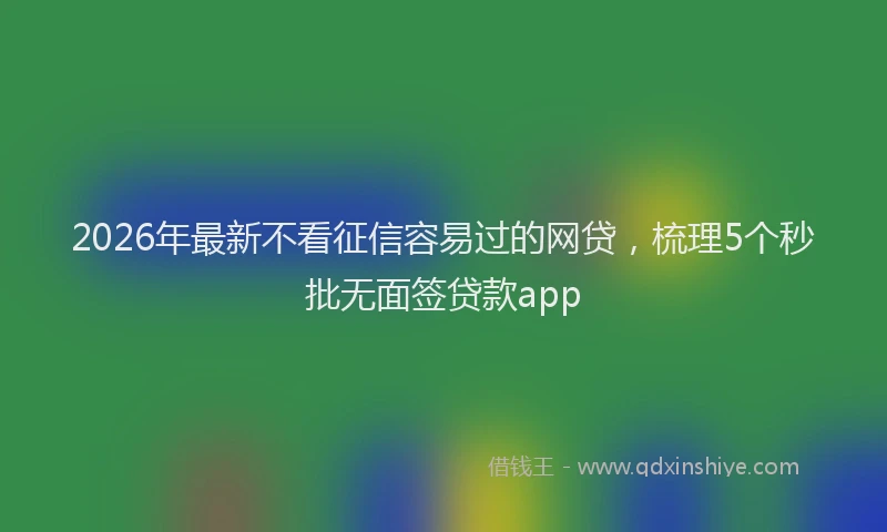 2026年最新不看征信容易过的网贷,梳理5个秒批无面签贷款app