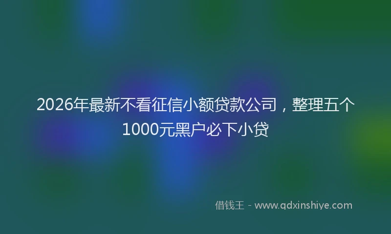 2026年最新不看征信小额贷款公司，整理五个1000元黑户必下小贷