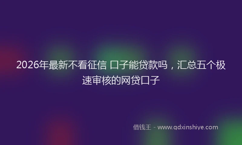 2026年最新不看征信 口子能贷款吗,汇总五个极速审核的网贷口子