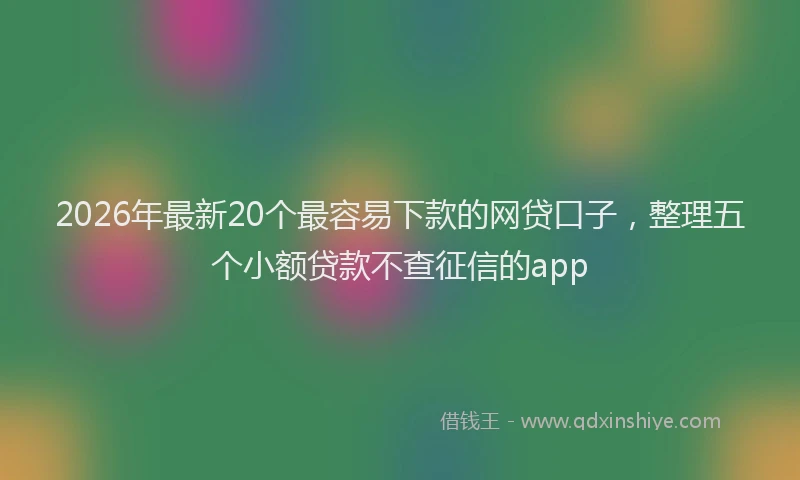 2026年最新20个最容易下款的网贷口子,整理五个小额贷款不查征信的app