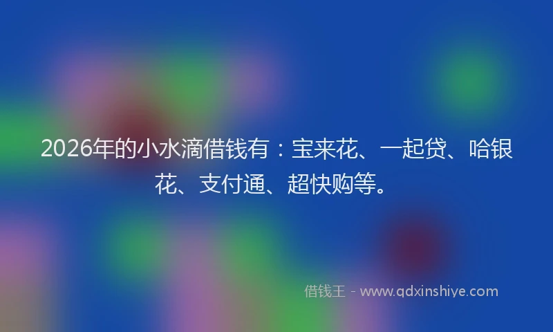 2026年的小水滴借钱有：宝来花、一起贷、哈银花、支付通、超快购等。