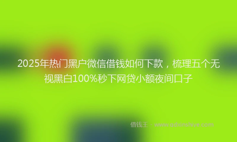 2025年热门黑户微信借钱如何下款,梳理五个无视黑白100%秒下网贷小额夜间口子