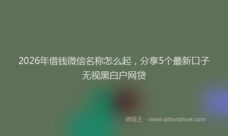 2026年借钱微信名称怎么起，分享5个最新口子无视黑白户网贷