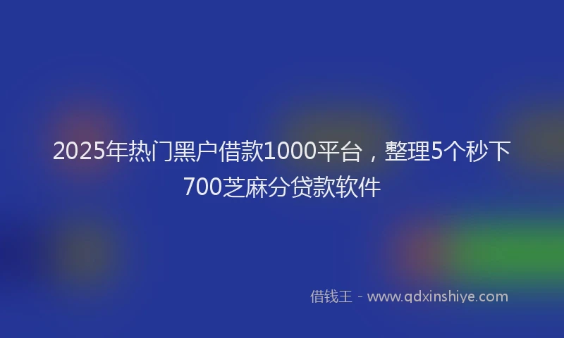 2025年热门黑户借款1000平台，整理5个秒下700芝麻分贷款软件