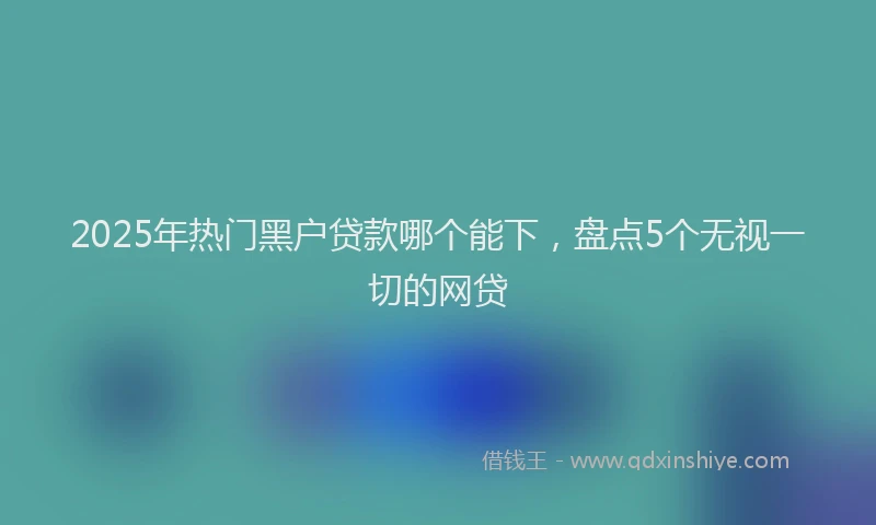 2025年热门黑户贷款哪个能下，盘点5个无视一切的网贷