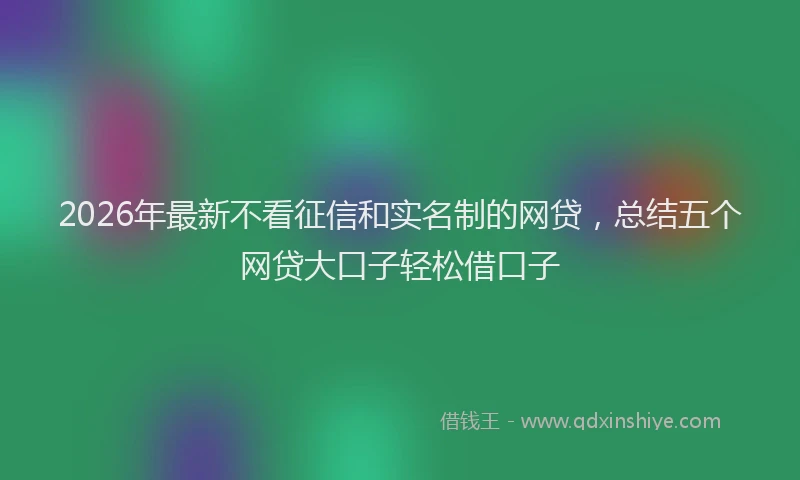 2026年最新不看征信和实名制的网贷,总结五个网贷大口子轻松借口子