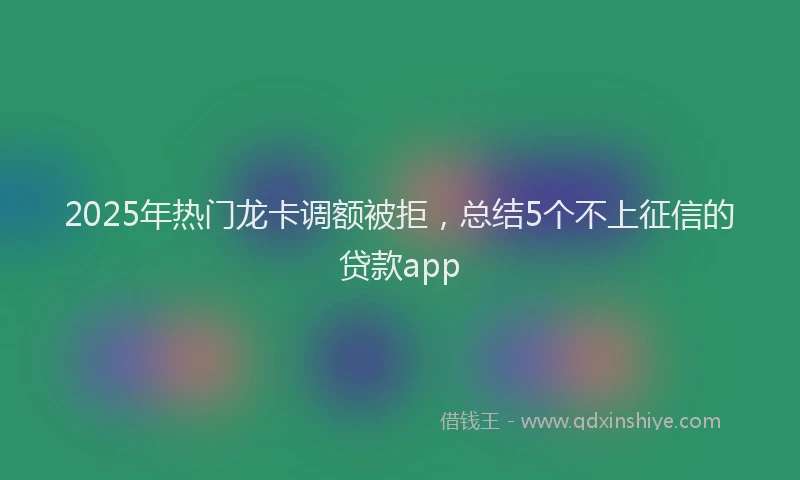 2025年热门龙卡调额被拒,总结5个不上征信的贷款app