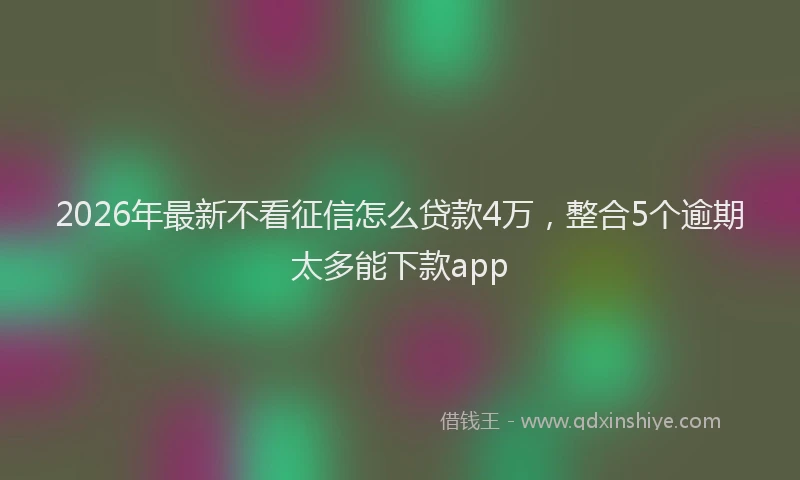 2026年最新不看征信怎么贷款4万，整合5个逾期太多能下款app