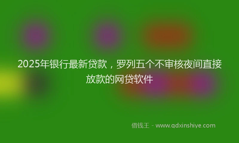 2025年银行最新贷款，罗列五个不审核夜间直接放款的网贷软件