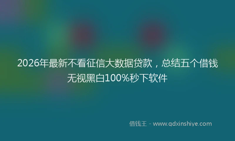2026年最新不看征信大数据贷款，总结五个借钱无视黑白100%秒下软件