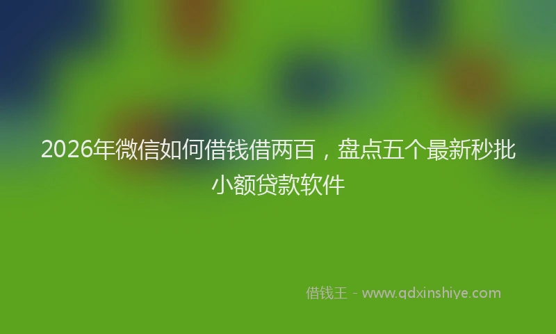 2026年微信如何借钱借两百，盘点五个最新秒批小额贷款软件