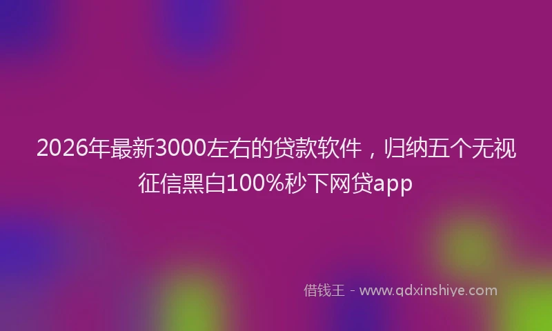 2026年最新3000左右的贷款软件，归纳五个无视征信黑白100%秒下网贷app