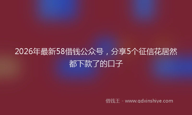 2026年最新58借钱公众号，分享5个征信花居然都下款了的口子