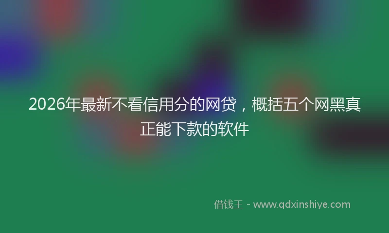 2026年最新不看信用分的网贷,概括五个网黑真正能下款的软件