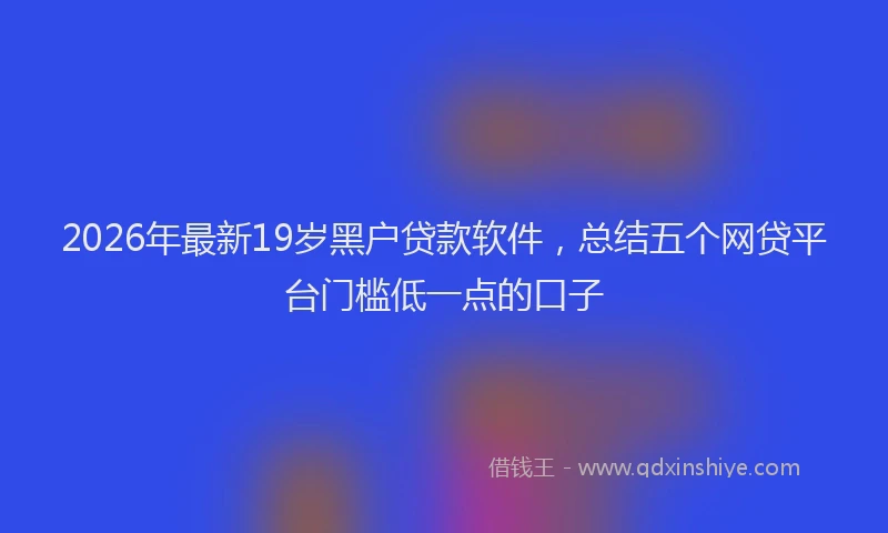 2026年最新19岁黑户贷款软件，总结五个网贷平台门槛低一点的口子