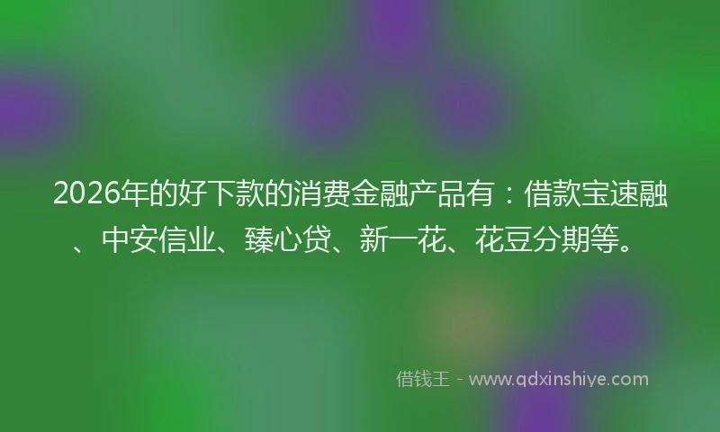 2026年的好下款的消费金融产品有：借款宝速融、中安信业、臻心贷、新一花、花豆分期等。