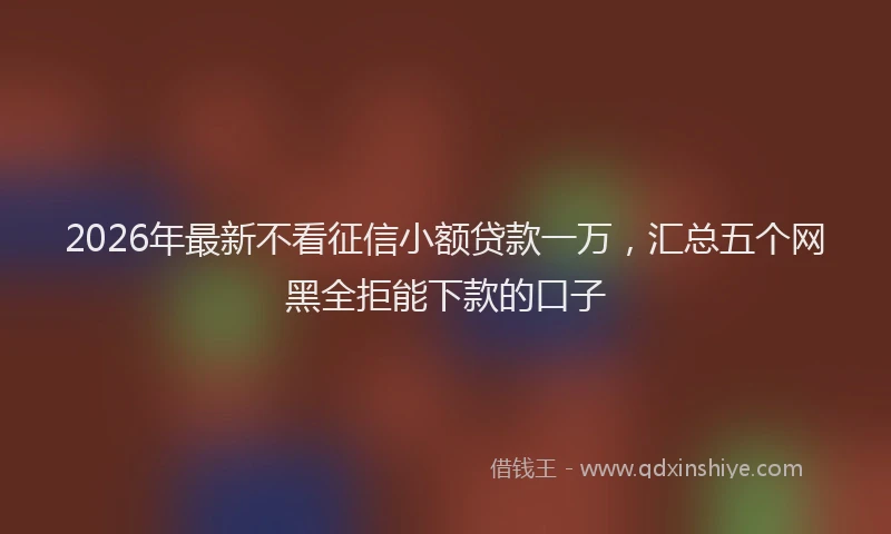 2026年最新不看征信小额贷款一万，汇总五个网黑全拒能下款的口子