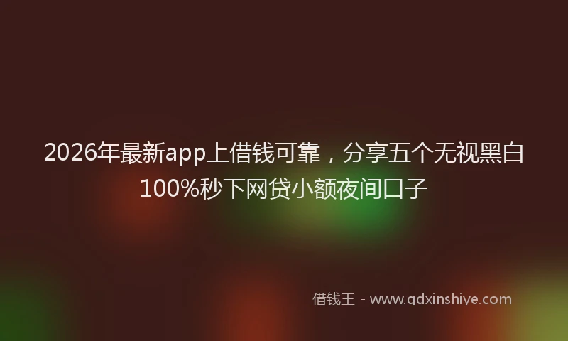 2026年最新app上借钱可靠，分享五个无视黑白100%秒下网贷小额夜间口子