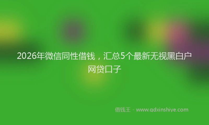 2026年微信同性借钱，汇总5个最新无视黑白户网贷口子