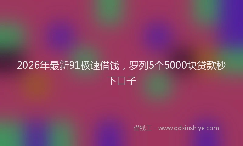 2026年最新91极速借钱，罗列5个5000块贷款秒下口子