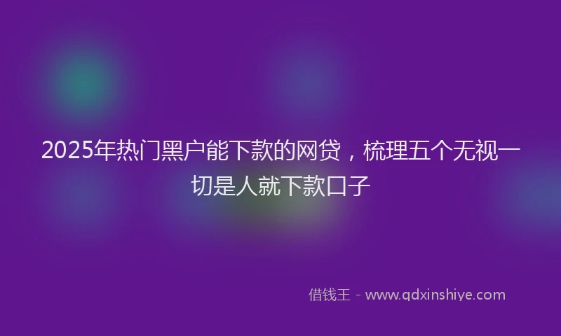 2025年热门黑户能下款的网贷,梳理五个无视一切是人就下款口子