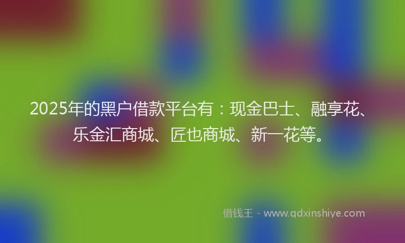 2025年的黑户借款平台有：现金巴士、融享花、乐金汇商城、匠也商城、新一花等。