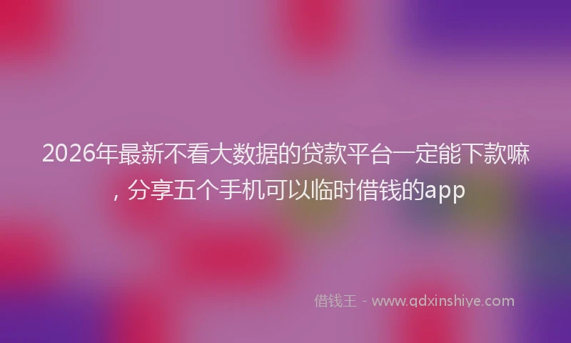 2026年最新不看大数据的贷款平台一定能下款嘛,分享五个手机可以临时借钱的app