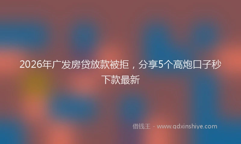 2026年广发房贷放款被拒，分享5个高炮口子秒下款最新
