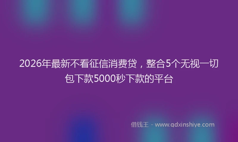 2026年最新不看征信消费贷，整合5个无视一切包下款5000秒下款的平台