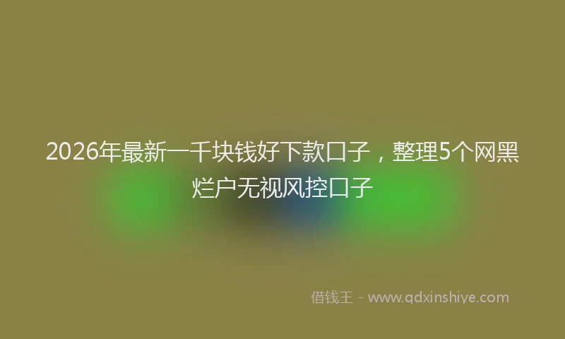 2026年最新一千块钱好下款口子，整理5个网黑烂户无视风控口子