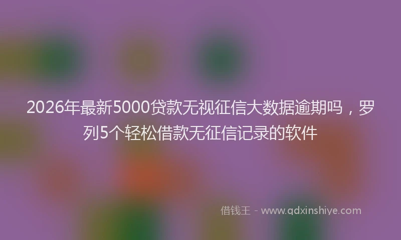 2026年最新5000贷款无视征信大数据逾期吗，罗列5个轻松借款无征信记录的软件