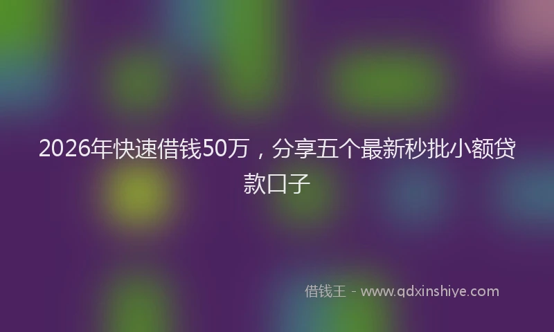 2026年快速借钱50万，分享五个最新秒批小额贷款口子