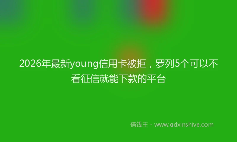 2026年最新young信用卡被拒，罗列5个可以不看征信就能下款的平台