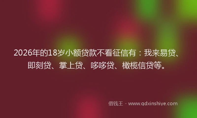 2026年的18岁小额贷款不看征信有:我来易贷、即刻贷、掌上贷、哆哆贷、橄榄信贷等。