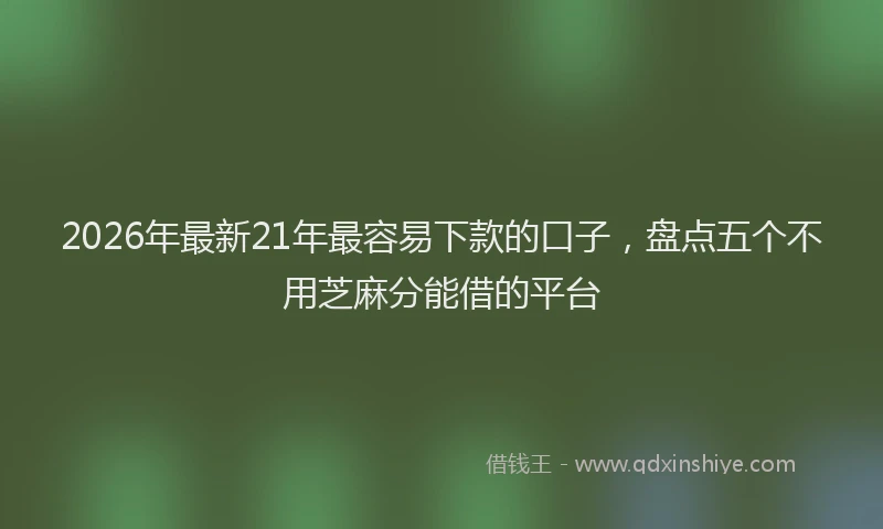 2026年最新21年最容易下款的口子，盘点五个不用芝麻分能借的平台