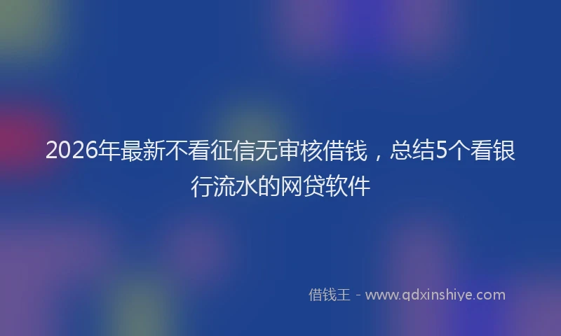 2026年最新不看征信无审核借钱,总结5个看银行流水的网贷软件